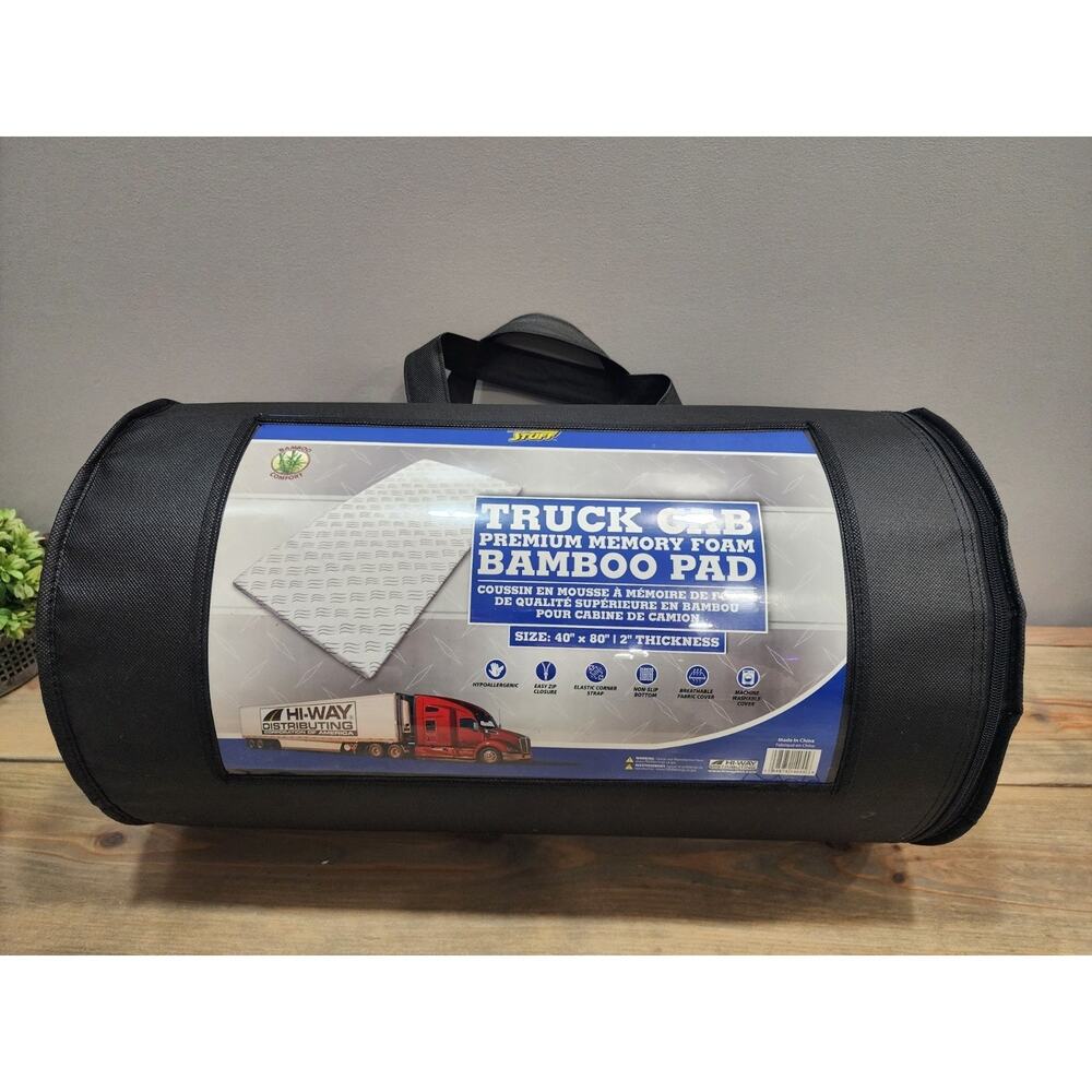 Truck Stuff PREMIUM Memory Foam Bamboo Pad 40×80 2" Thickness for semi truck bed